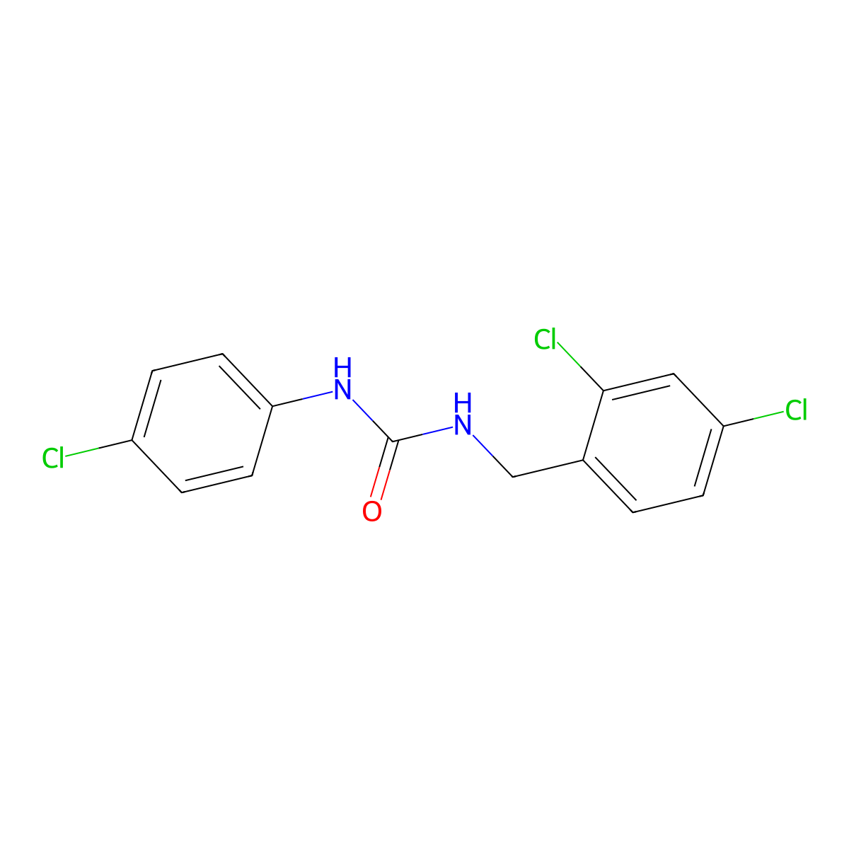 1-(4-Chlorophenyl)-3-[(2,4-dichlorophenyl)methyl]urea molecular structure, CAS 445007-49-8