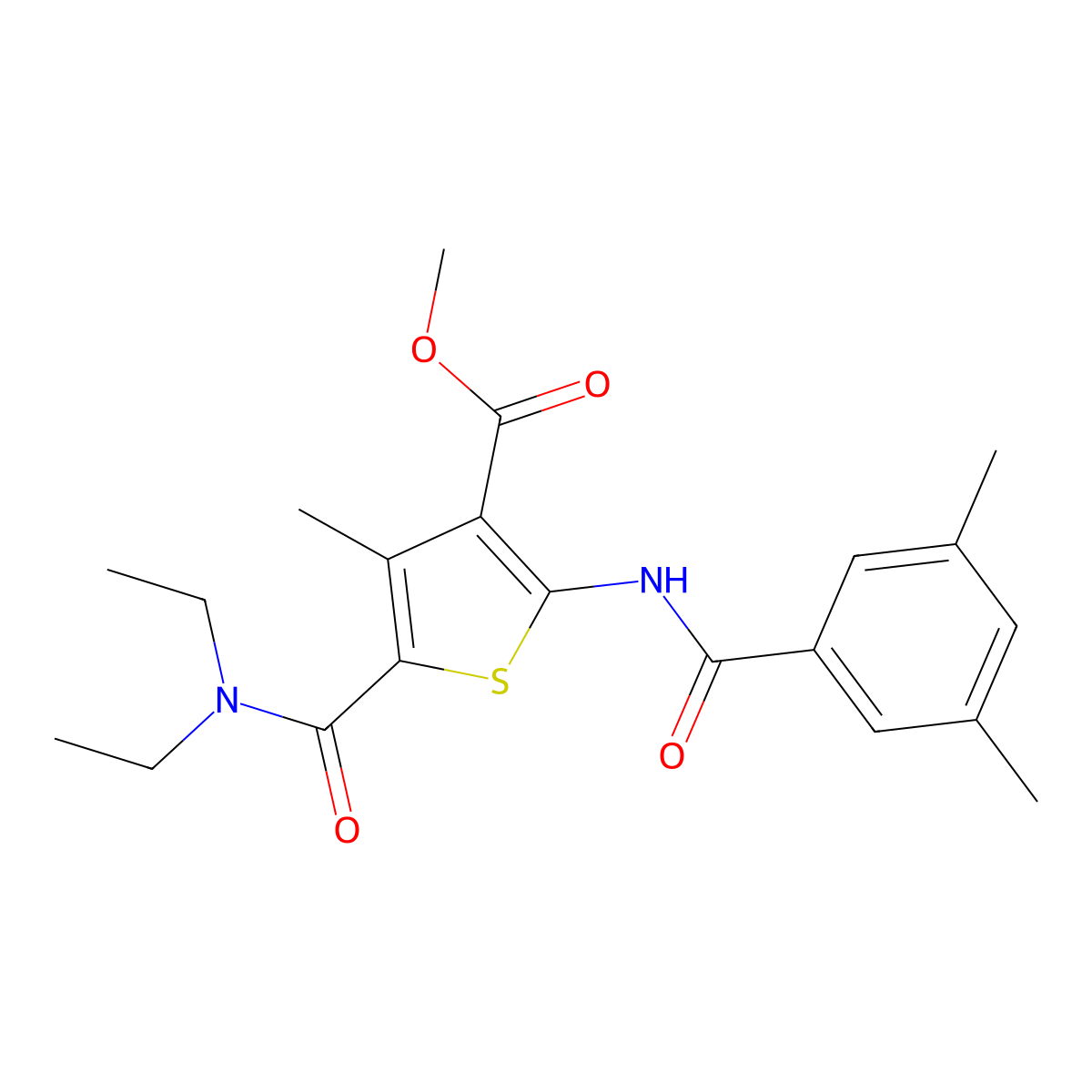 Methyl 5-(diethylcarbamoyl)-2-[(3,5-dimethylbenzoyl)amino]-4-methylthiophene-3-carboxylate molecular structure, CAS 445007-54-5
