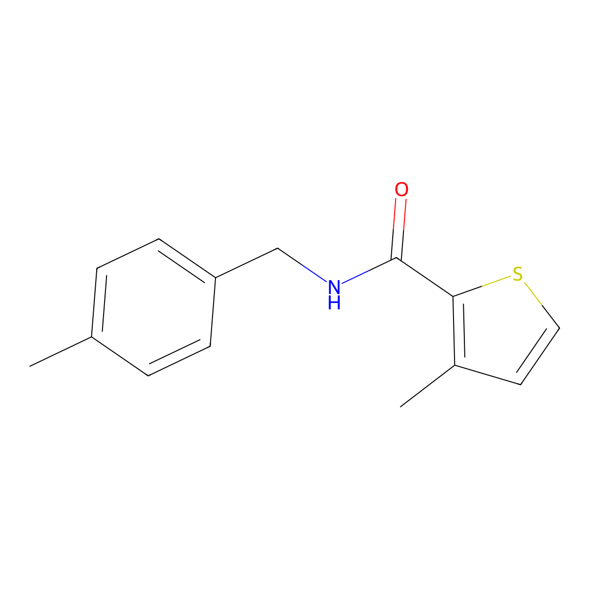 3-methyl-N-[(4-methylphenyl)methyl]thiophene-2-carboxamide molecular structure, CAS 445007-73-8