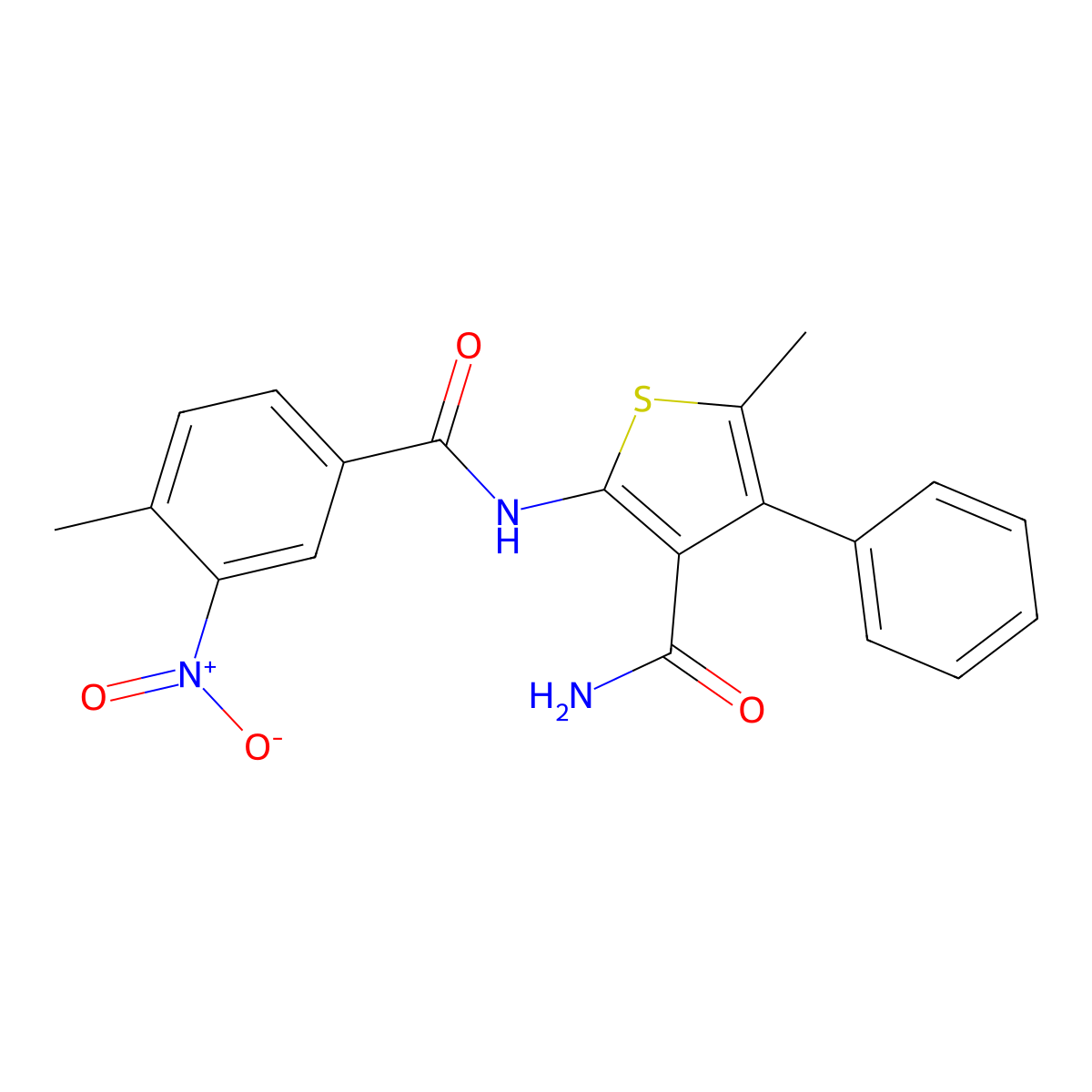 2-({3-Nitro-4-methylbenzoyl}amino)-5-methyl-4-phenylthiophene-3-carboxamide molecular structure, CAS 445007-78-3