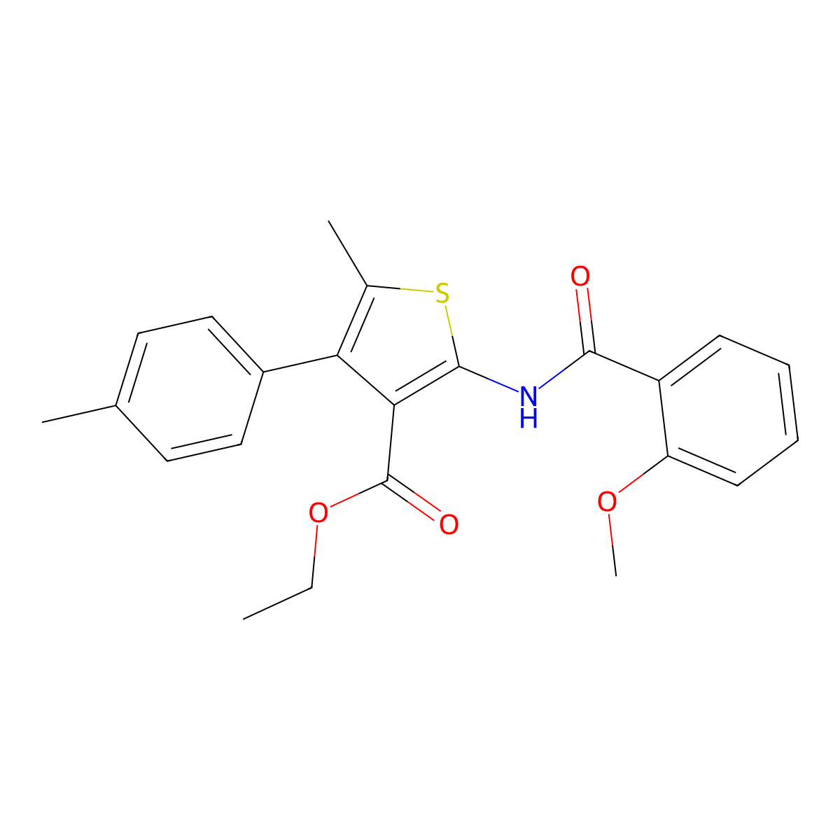 Ethyl 2-[(2-methoxybenzoyl)amino]-5-methyl-4-(4-methylphenyl)thiophene-3-carboxylate molecular structure, CAS 445007-94-3