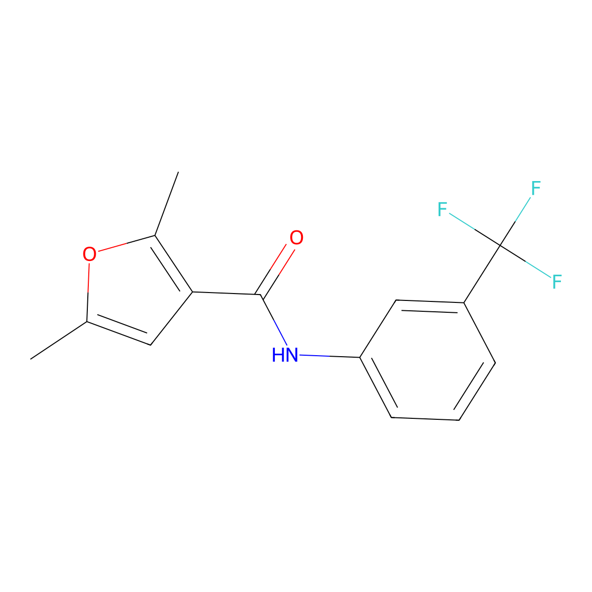 2,5-dimethyl-N-[3-(trifluoromethyl)phenyl]furan-3-carboxamide molecular structure, CAS 445008-03-7