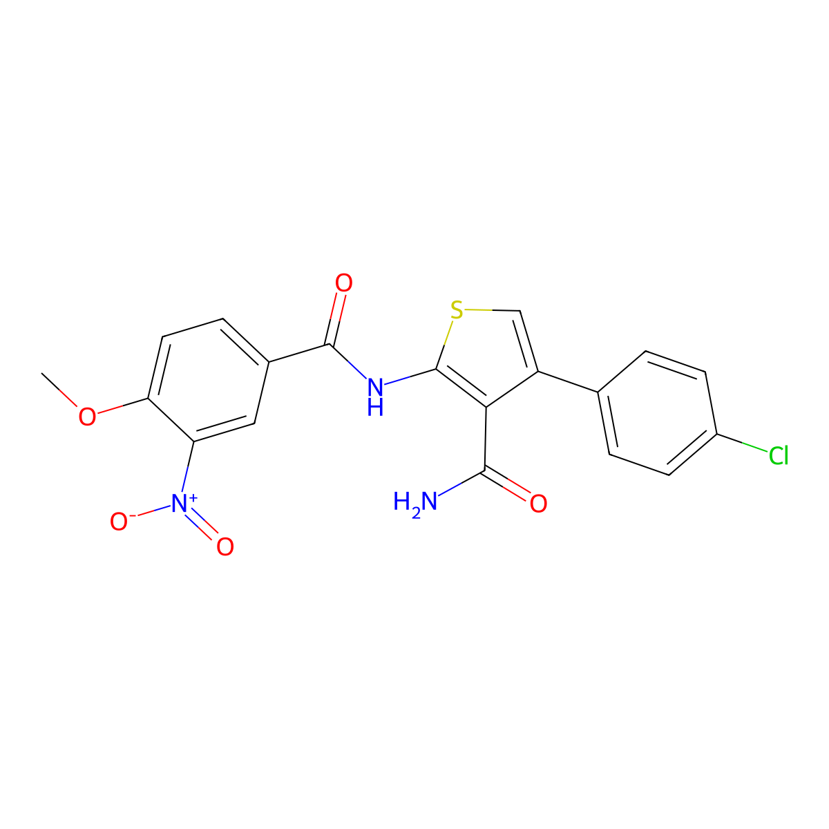 4-(4-Chlorophenyl)-2-[(4-methoxy-3-nitrobenzoyl)amino]thiophene-3-carboxamide molecular structure, CAS 445008-11-7