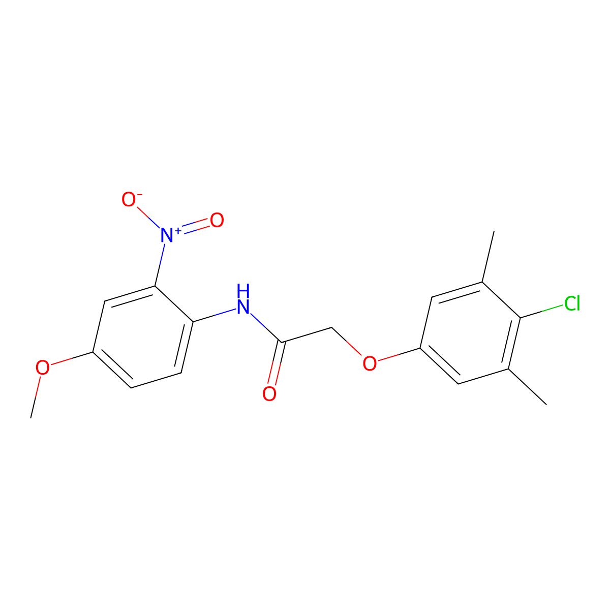 2-(4-chloro-3,5-dimethylphenoxy)-N-(4-methoxy-2-nitrophenyl)acetamide molecular structure, CAS 445008-12-8