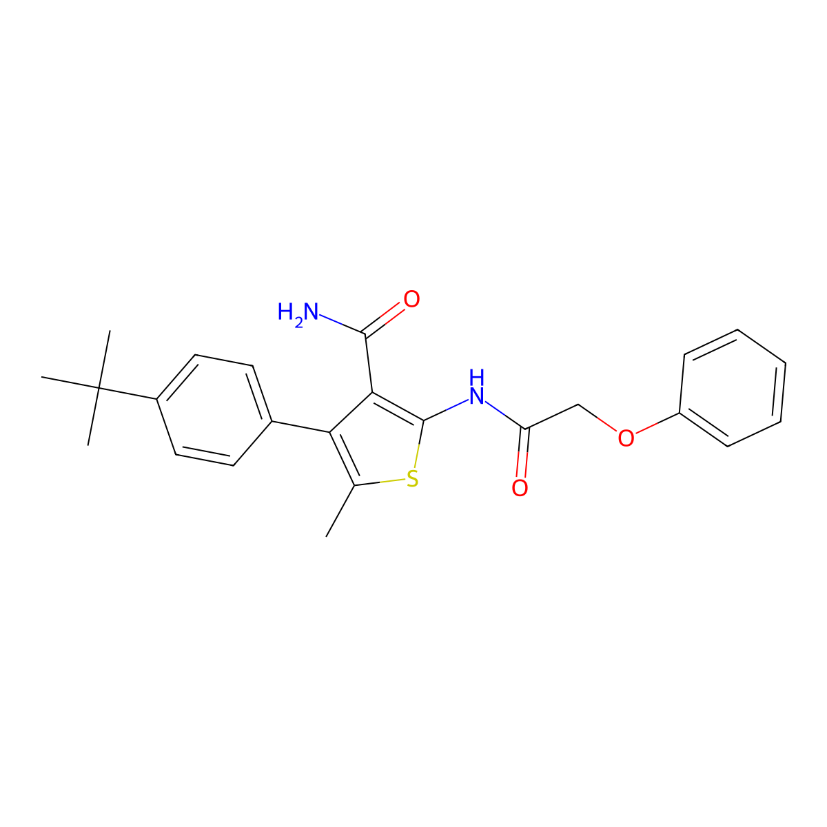 4-(4-Tert-butylphenyl)-5-methyl-2-[(phenoxyacetyl)amino]thiophene-3-carboxamide molecular structure, CAS 445008-29-7