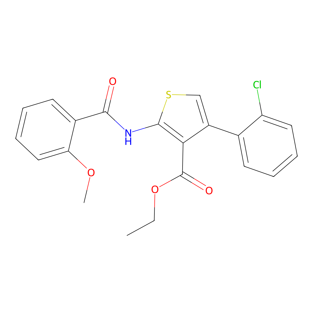Ethyl 4-(2-chlorophenyl)-2-[(2-methoxybenzoyl)amino]thiophene-3-carboxylate molecular structure, CAS 445008-43-5