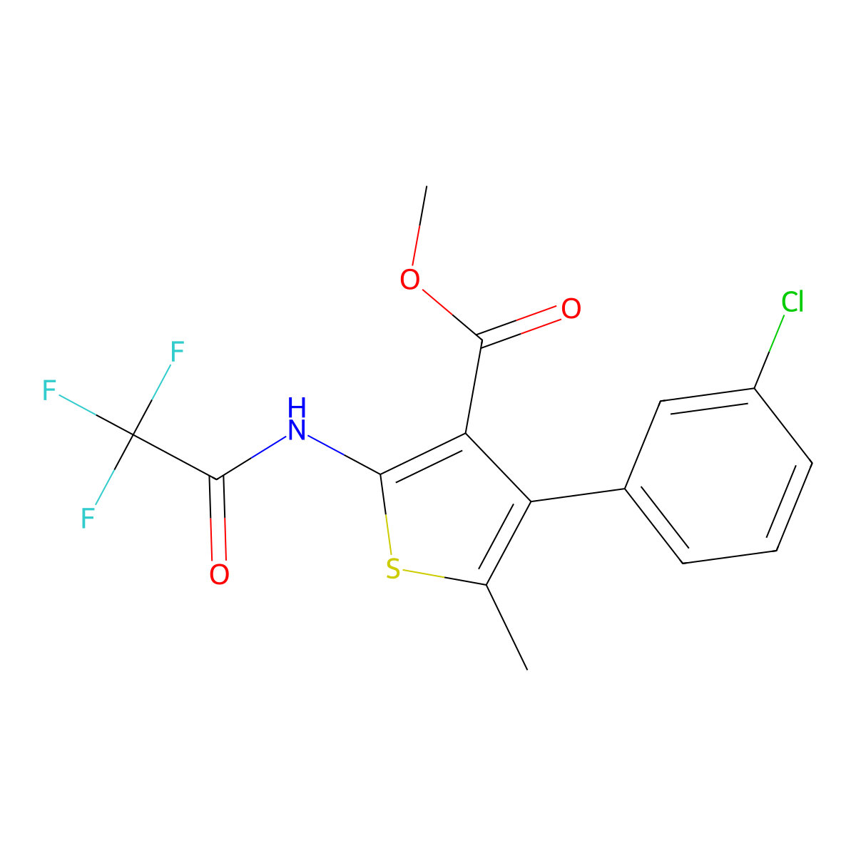 Methyl 4-(3-chlorophenyl)-5-methyl-2-[(trifluoroacetyl)amino]thiophene-3-carboxylate molecular structure, CAS 445008-76-4