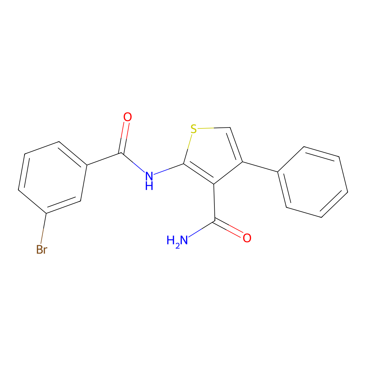 2-[(3-Bromobenzoyl)amino]-4-phenylthiophene-3-carboxamide molecular structure, CAS 445013-30-9