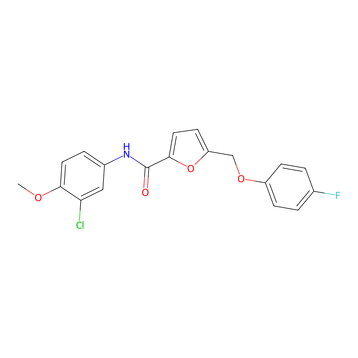 N-(3-chloro-4-methoxyphenyl)-5-[(4-fluorophenoxy)methyl]furan-2-carboxamide molecular structure, CAS 445013-39-8