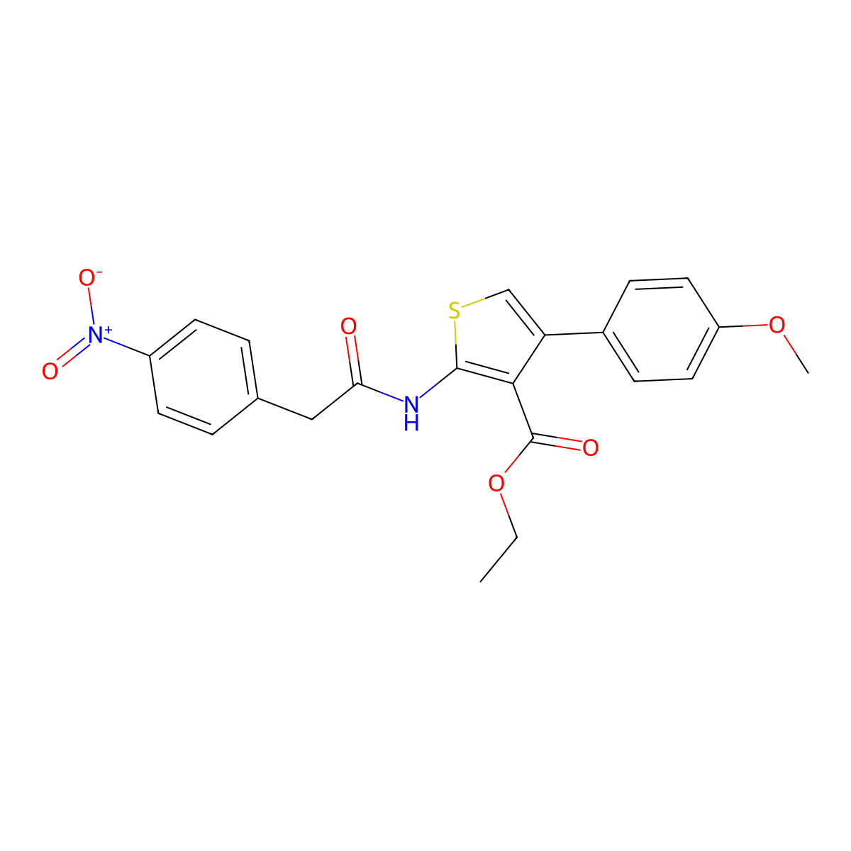 Ethyl 2-[({4-nitrophenyl}acetyl)amino]-4-(4-methoxyphenyl)-3-thiophenecarboxylate molecular structure, CAS 445013-45-6
