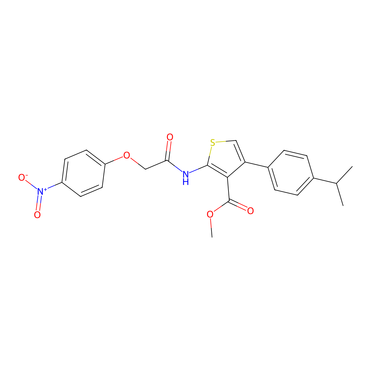 Methyl 2-[({4-nitrophenoxy}acetyl)amino]-4-(4-isopropylphenyl)thiophene-3-carboxylate molecular structure, CAS 445013-70-7