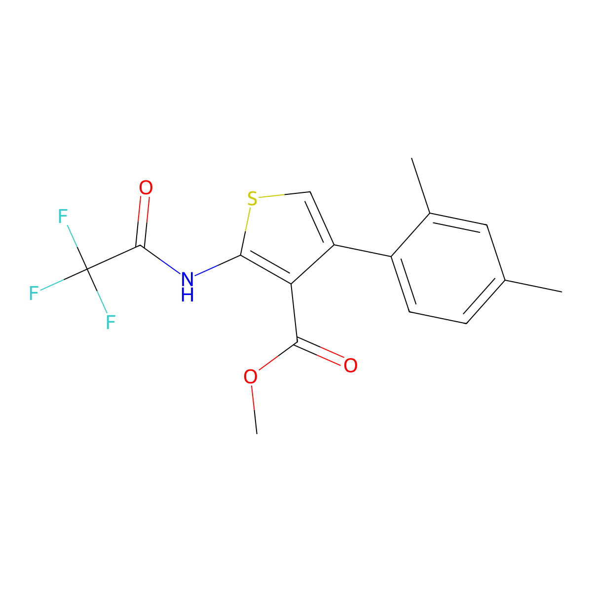 Methyl 4-(2,4-dimethylphenyl)-2-[(2,2,2-trifluoroacetyl)amino]thiophene-3-carboxylate molecular structure, CAS 445013-89-8