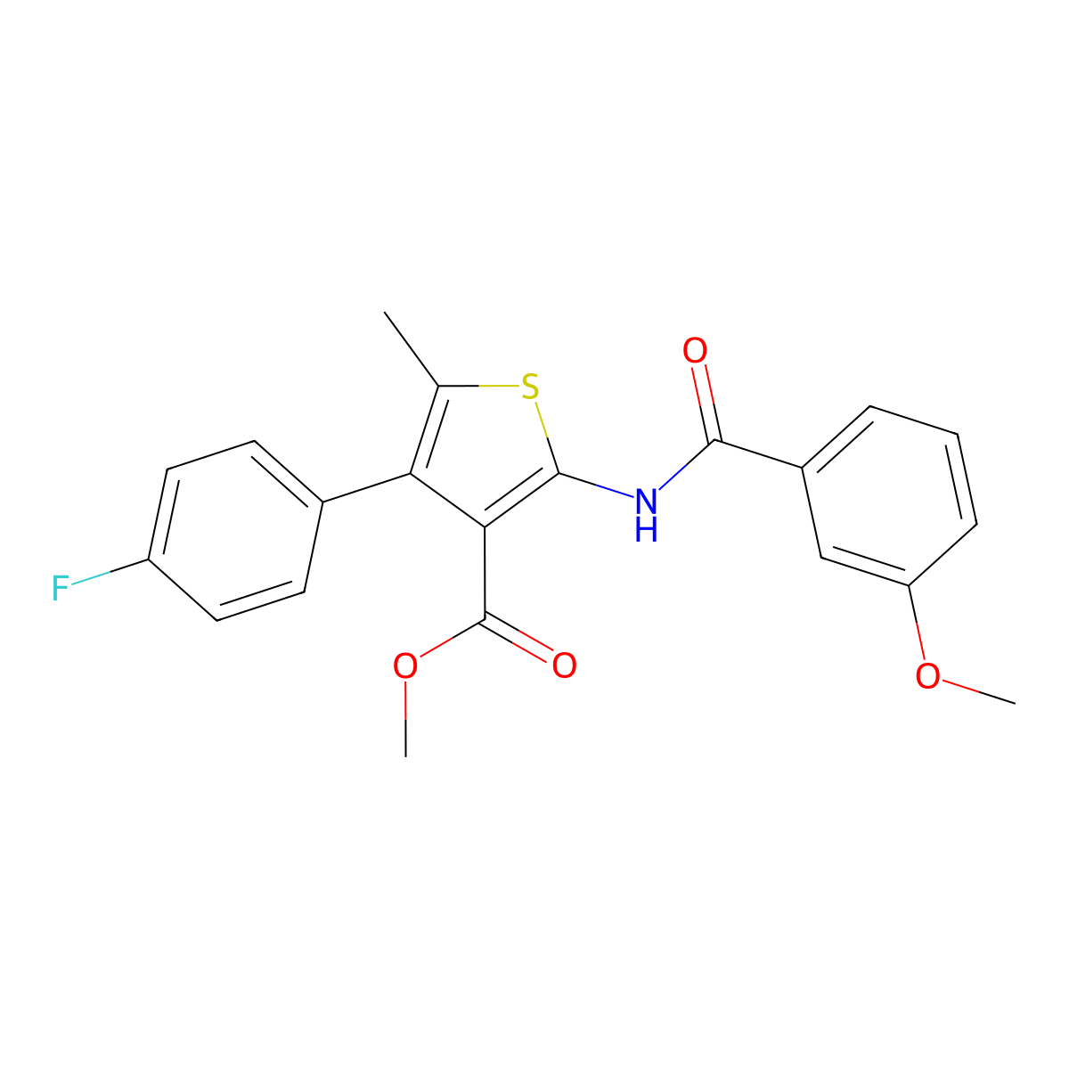 Methyl 4-(4-fluorophenyl)-2-[(3-methoxybenzoyl)amino]-5-methylthiophene-3-carboxylate molecular structure, CAS 445013-94-5