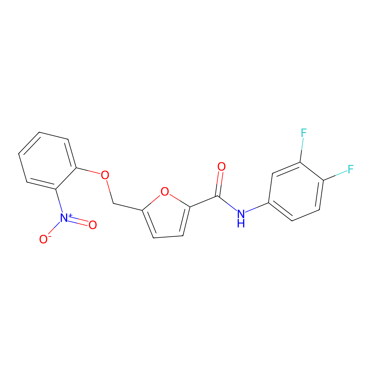 N-(3,4-difluorophenyl)-5-[(2-nitrophenoxy)methyl]furan-2-carboxamide molecular structure, CAS 445013-97-8