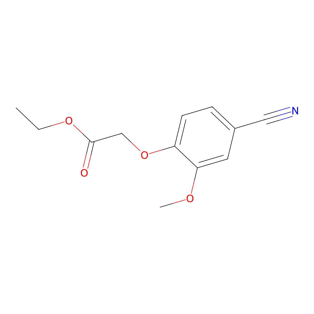 Ethyl 2-(4-cyano-2-methoxyphenoxy)acetate molecular structure, CAS 445014-15-3