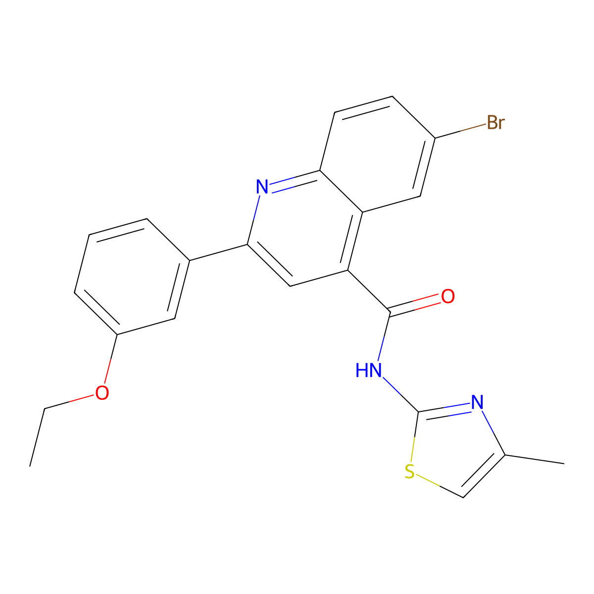 6-bromo-2-(3-ethoxyphenyl)-N-(4-methyl-1,3-thiazol-2-yl)quinoline-4-carboxamide molecular structure, CAS 445014-86-8