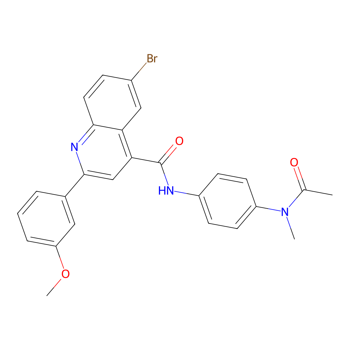 N-[4-[acetyl(methyl)amino]phenyl]-6-bromo-2-(3-methoxyphenyl)quinoline-4-carboxamide molecular structure, CAS 445015-26-9