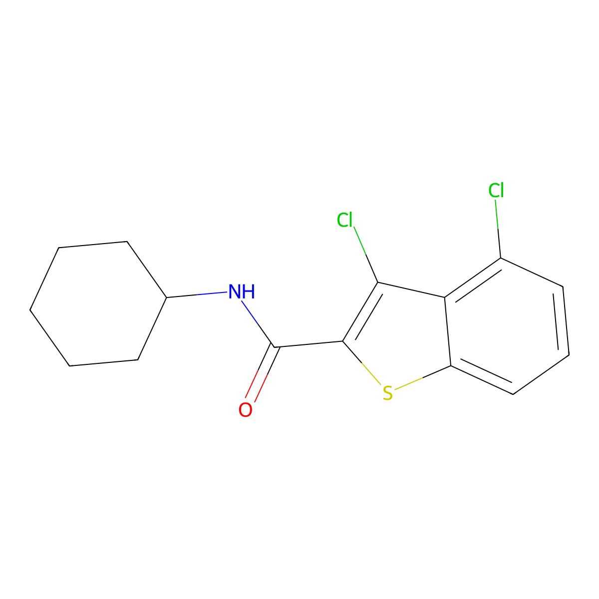 3,4-dichloro-N-cyclohexyl-1-benzothiophene-2-carboxamide molecular structure, CAS 445015-29-2