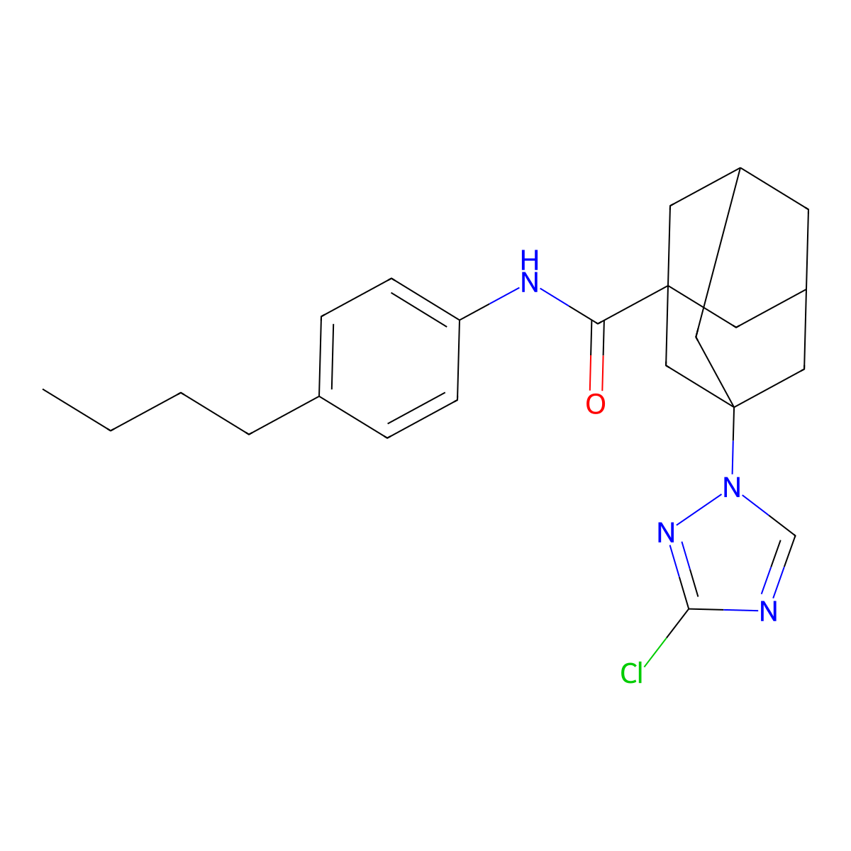 N-(4-butylphenyl)-3-(3-chloro-1,2,4-triazol-1-yl)adamantane-1-carboxamide molecular structure, CAS 445015-52-1