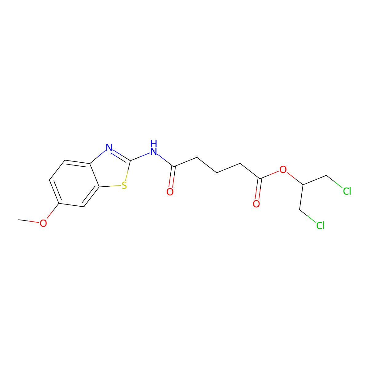 1,3-Dichloropropan-2-yl 5-[(6-methoxy-1,3-benzothiazol-2-yl)amino]-5-oxopentanoate molecular structure, CAS 445015-54-3