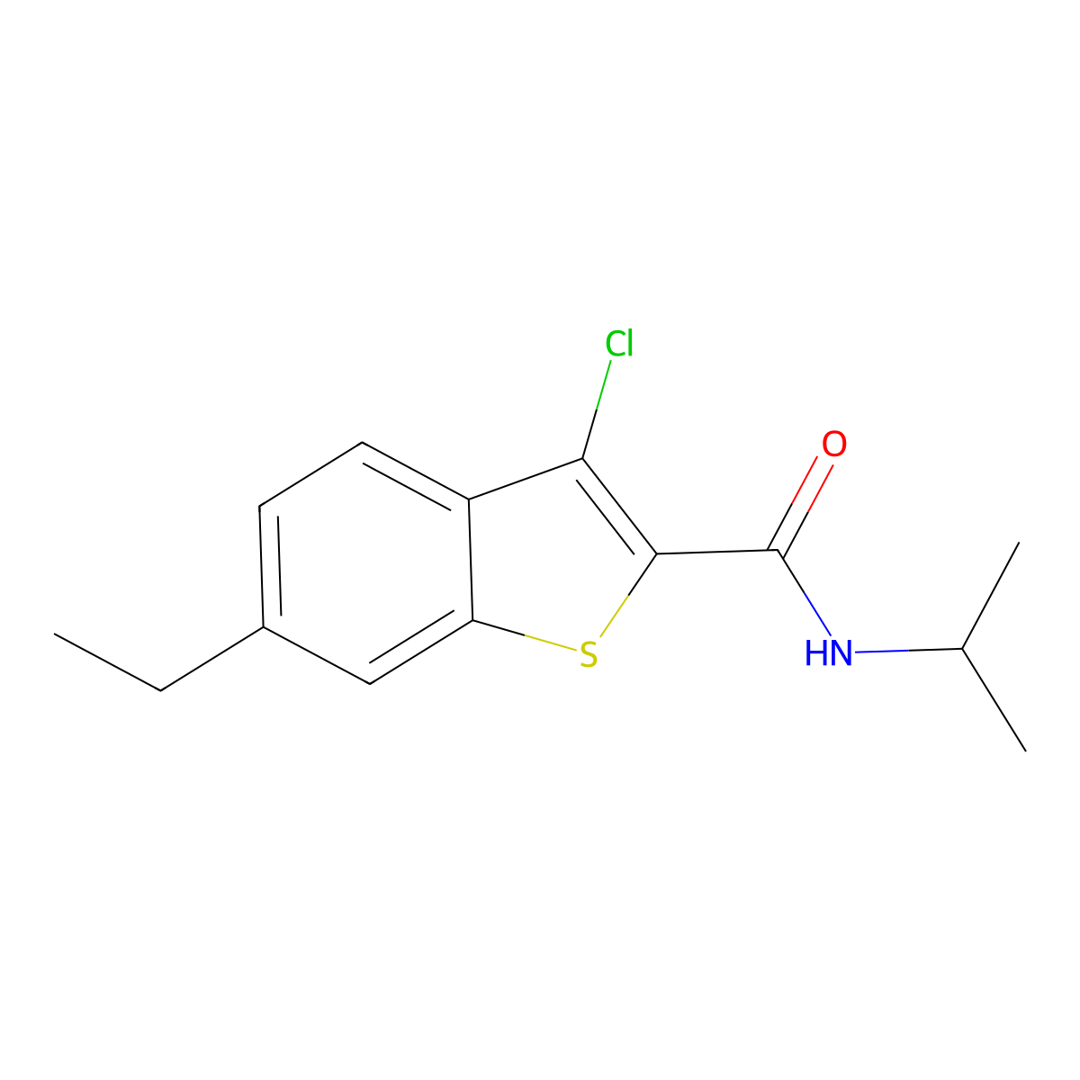 3-chloro-6-ethyl-N-propan-2-yl-1-benzothiophene-2-carboxamide molecular structure, CAS 445015-64-5