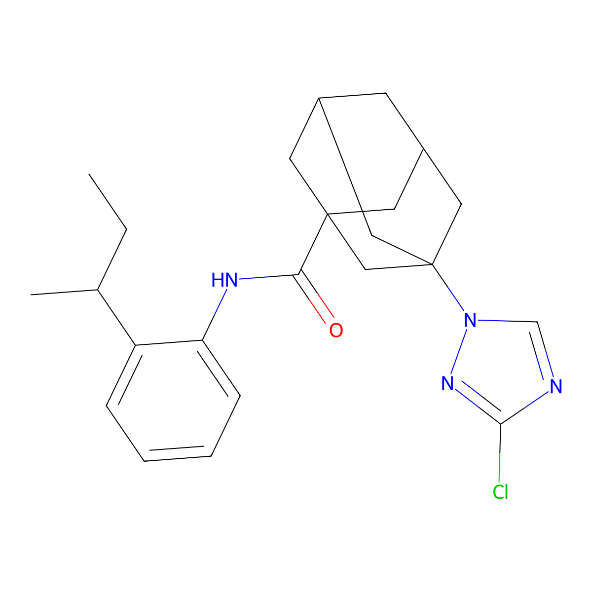 N-(2-butan-2-ylphenyl)-3-(3-chloro-1,2,4-triazol-1-yl)adamantane-1-carboxamide molecular structure, CAS 445015-70-3