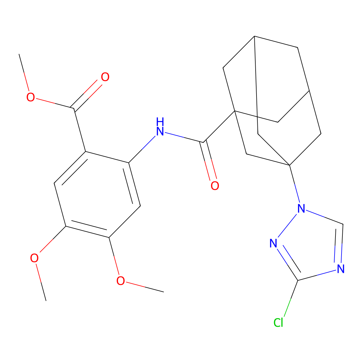 Methyl 2-({[3-(3-chloro-1H-1,2,4-triazol-1-YL)-1-adamantyl]carbonyl}amino)-4,5-dimethoxybenzoate molecular structure, CAS 445015-75-8