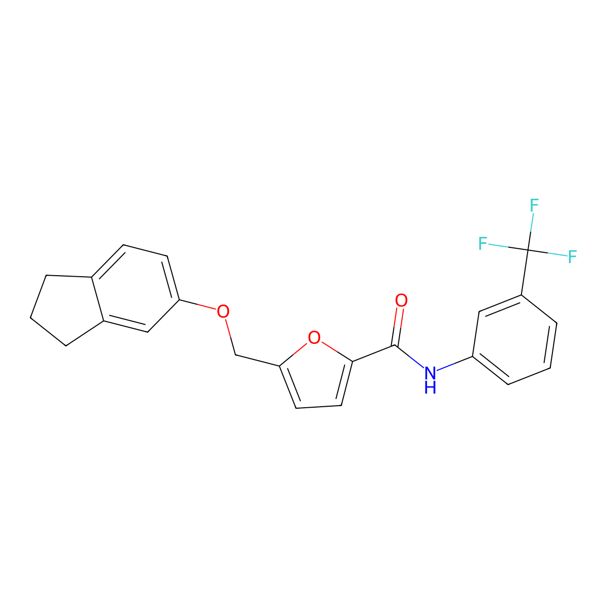 5-(2,3-dihydro-1H-inden-5-yloxymethyl)-N-[3-(trifluoromethyl)phenyl]furan-2-carboxamide molecular structure, CAS 445015-78-1