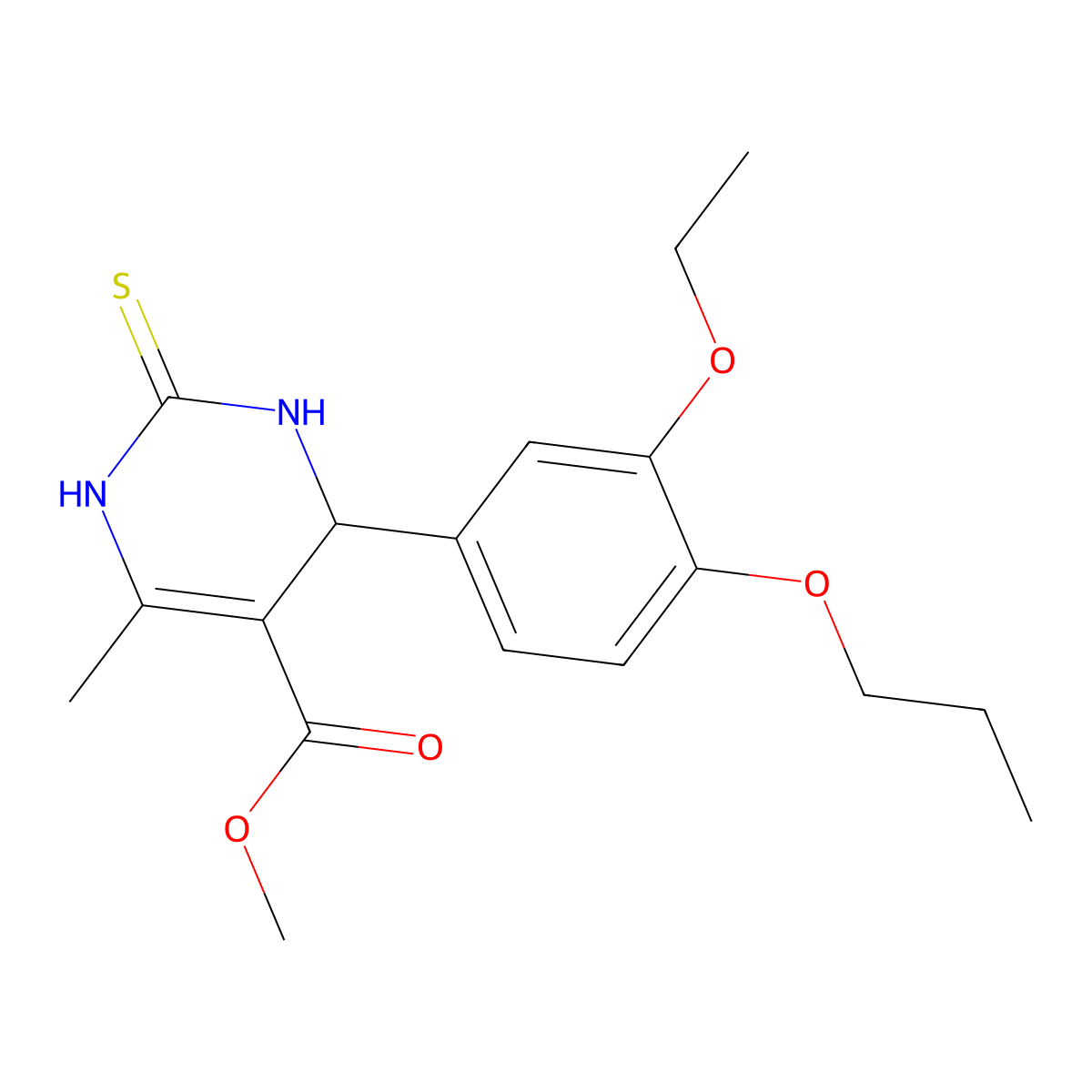 Methyl 4-(3-ethoxy-4-propoxyphenyl)-6-methyl-2-thioxo-1,2,3,4-tetrahydro-5-pyrimidinecarboxylate molecular structure, CAS 445015-83-8