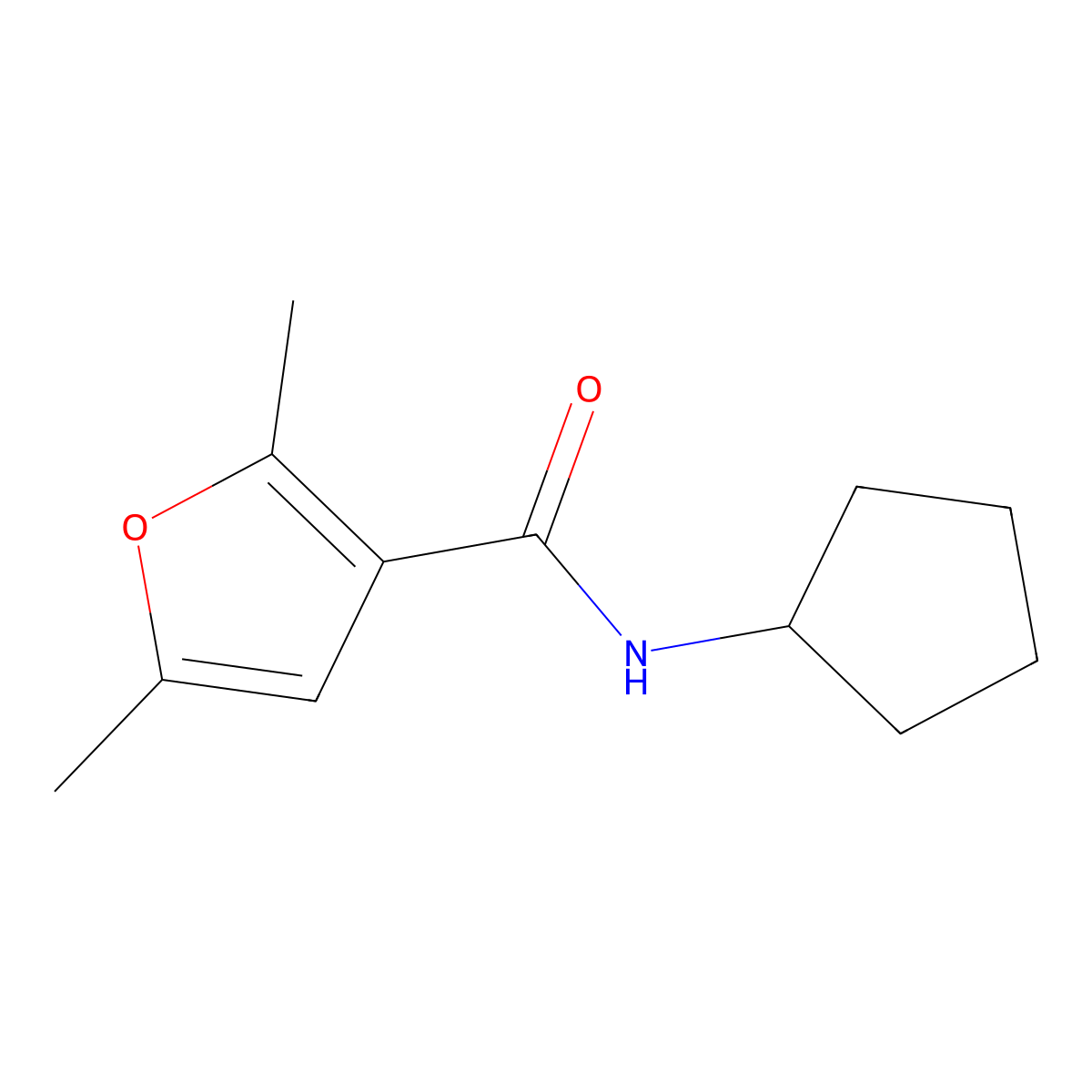 N-cyclopentyl-2,5-dimethylfuran-3-carboxamide molecular structure, CAS 445016-01-3