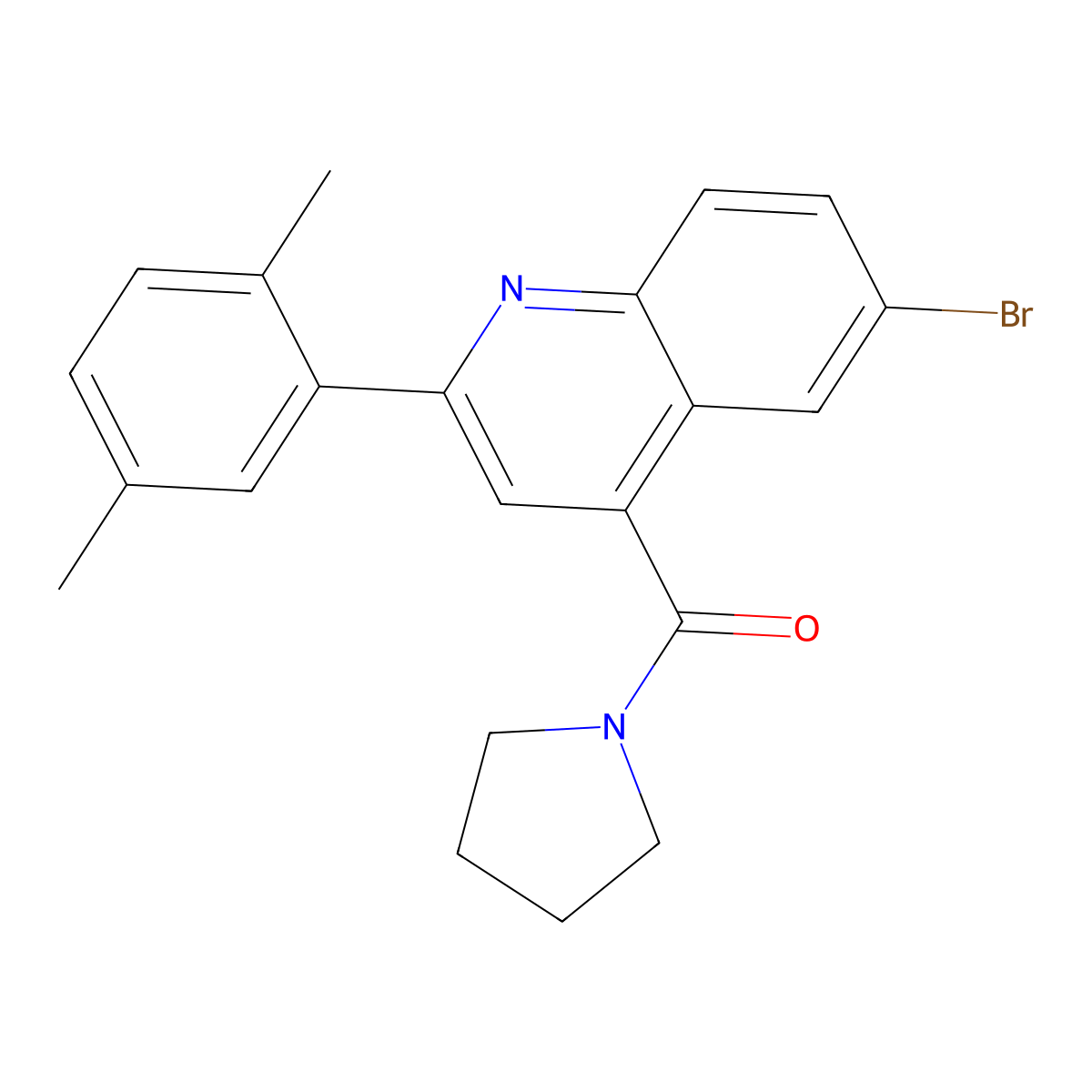 [6-Bromo-2-(2,5-dimethylphenyl)quinolin-4-yl]-pyrrolidin-1-ylmethanone molecular structure, CAS 445016-04-6