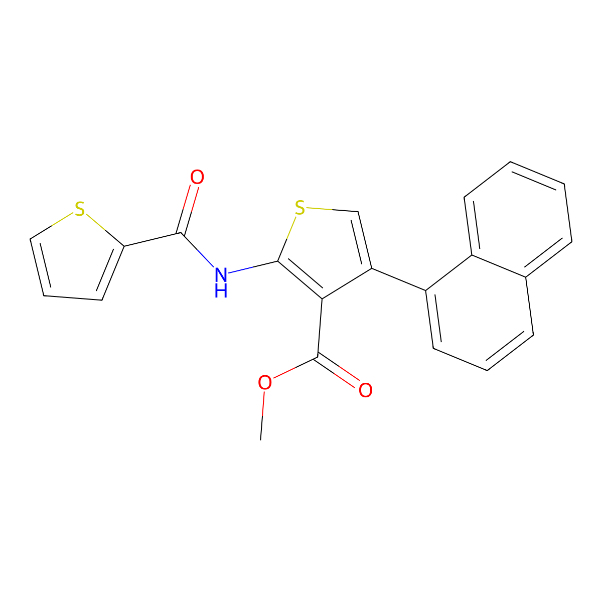 Methyl 4-naphthalen-1-yl-2-(thiophene-2-carbonylamino)thiophene-3-carboxylate molecular structure, CAS 445016-08-0