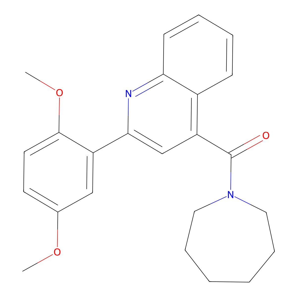Azepan-1-yl-[2-(2,5-dimethoxyphenyl)quinolin-4-yl]methanone molecular structure, CAS 445016-22-8