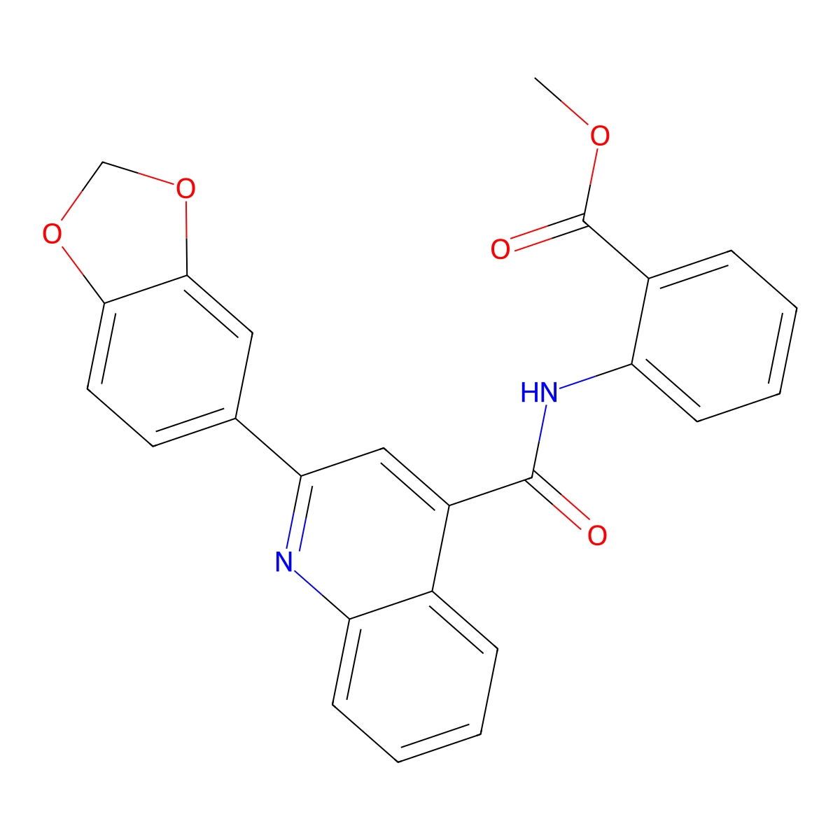 Methyl 2-[[2-(1,3-benzodioxol-5-yl)quinoline-4-carbonyl]amino]benzoate molecular structure, CAS 445016-45-5