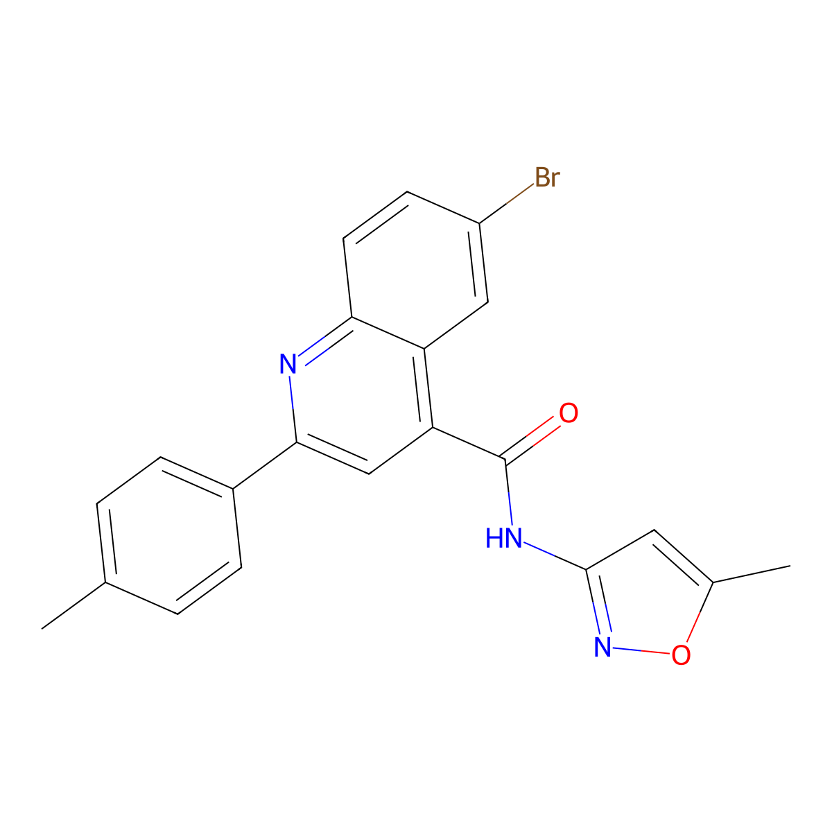 6-bromo-N-(5-methyl-3-isoxazolyl)-2-(4-methylphenyl)-4-quinolinecarboxamide molecular structure, CAS 445016-46-6