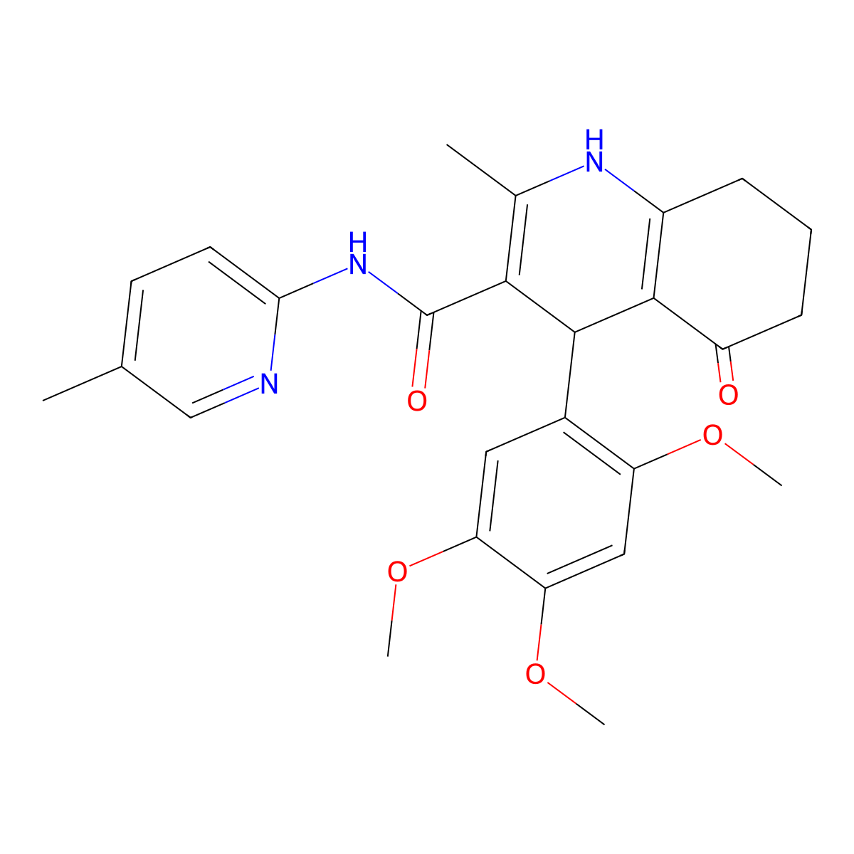 2-methyl-N-(5-methylpyridin-2-yl)-5-oxo-4-(2,4,5-trimethoxyphenyl)-4,6,7,8-tetrahydro-1H-quinoline-3-carboxamide molecular structure, CAS 445016-60-4