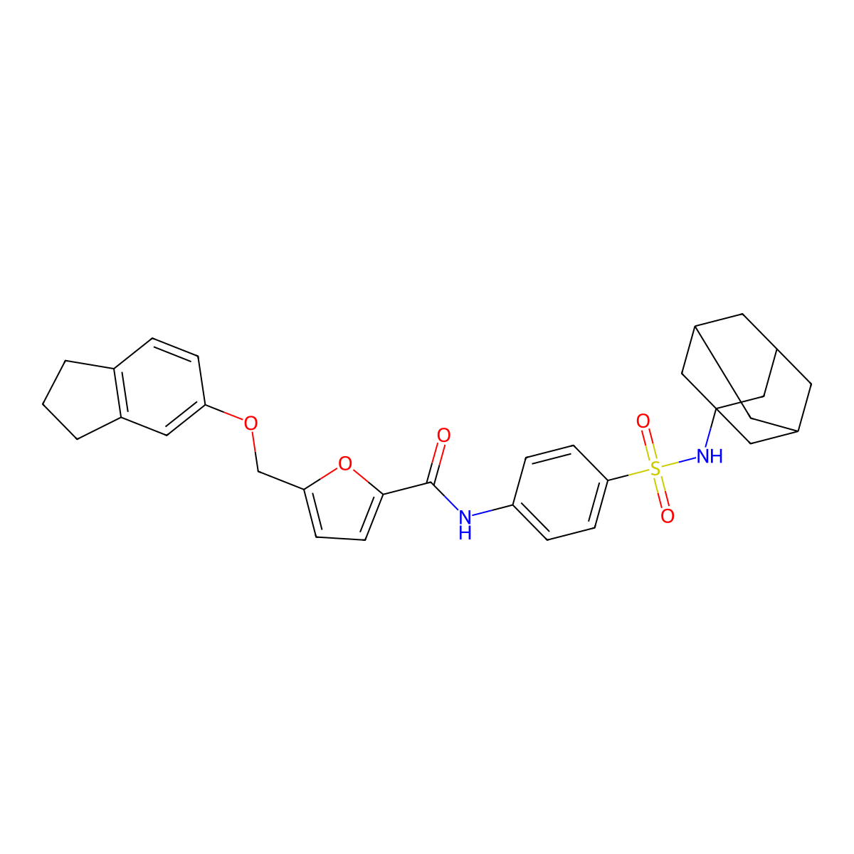 N-[4-(1-adamantylsulfamoyl)phenyl]-5-(2,3-dihydro-1H-inden-5-yloxymethyl)furan-2-carboxamide molecular structure, CAS 445016-81-9
