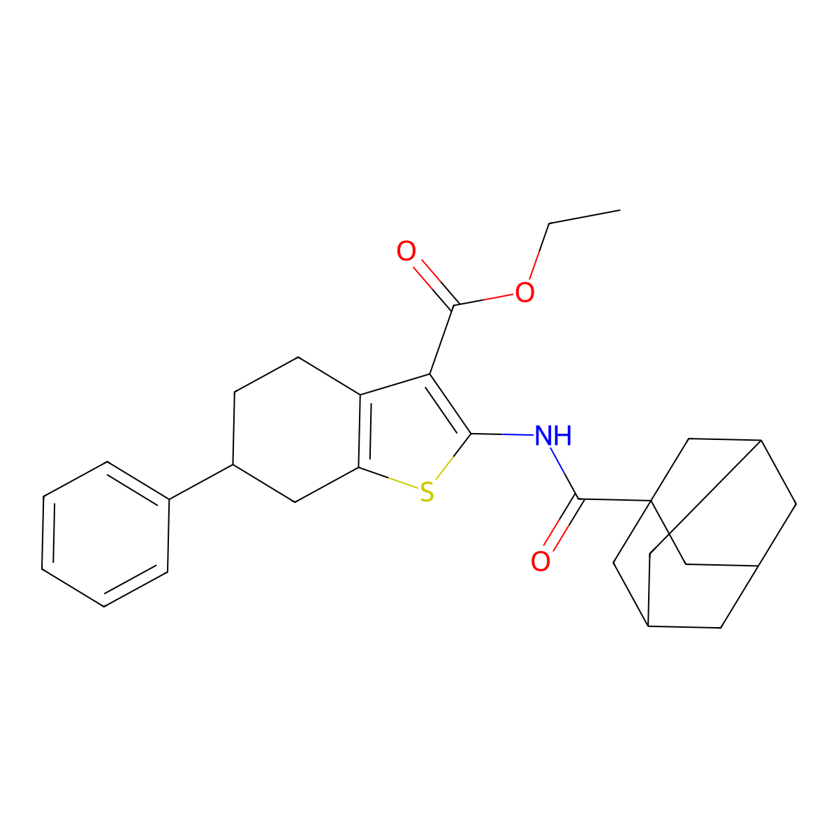 Ethyl 2-(adamantane-1-carbonylamino)-6-phenyl-4,5,6,7-tetrahydro-1-benzothiophene-3-carboxylate molecular structure, CAS 445016-82-0