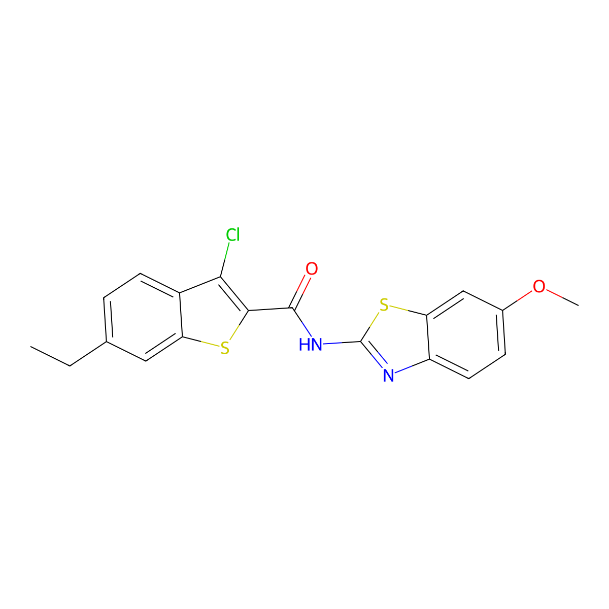 3-chloro-6-ethyl-N-(6-methoxy-1,3-benzothiazol-2-yl)-1-benzothiophene-2-carboxamide molecular structure, CAS 445016-94-4