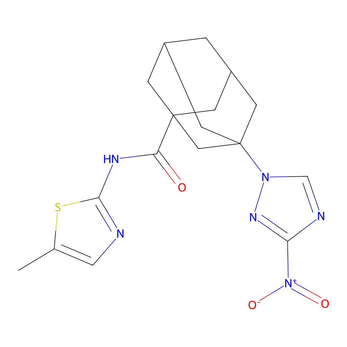 N-(5-methyl-1,3-thiazol-2-yl)-3-(3-nitro-1,2,4-triazol-1-yl)adamantane-1-carboxamide molecular structure, CAS 445017-08-3