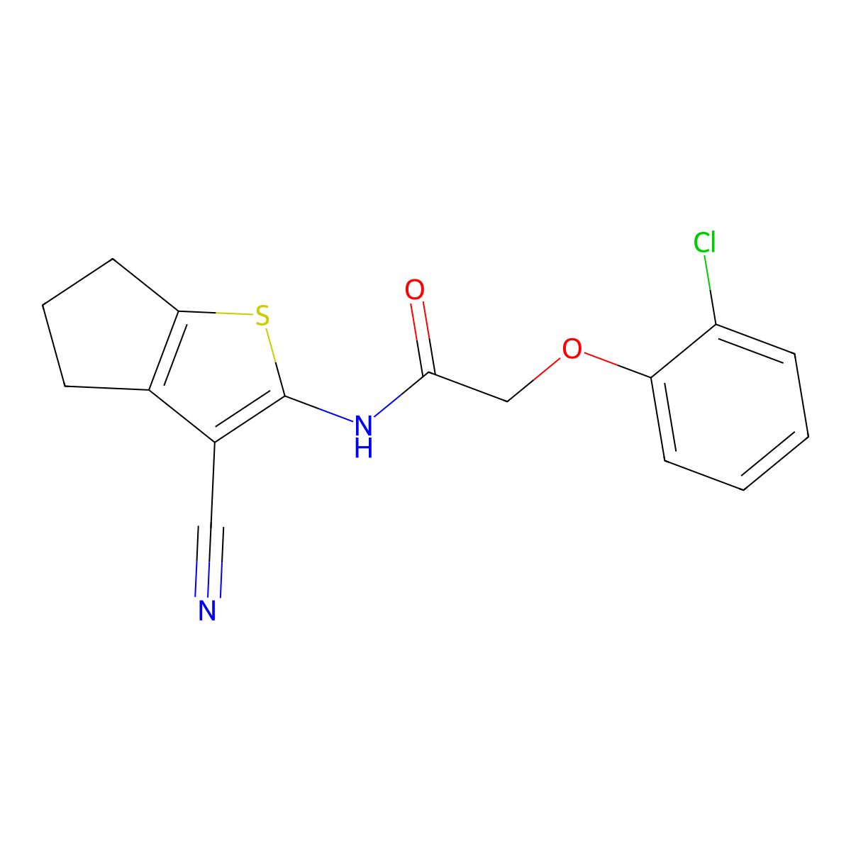 2-(2-chlorophenoxy)-N-(3-cyano-5,6-dihydro-4H-cyclopenta[b]thiophen-2-yl)acetamide molecular structure, CAS 445017-27-6
