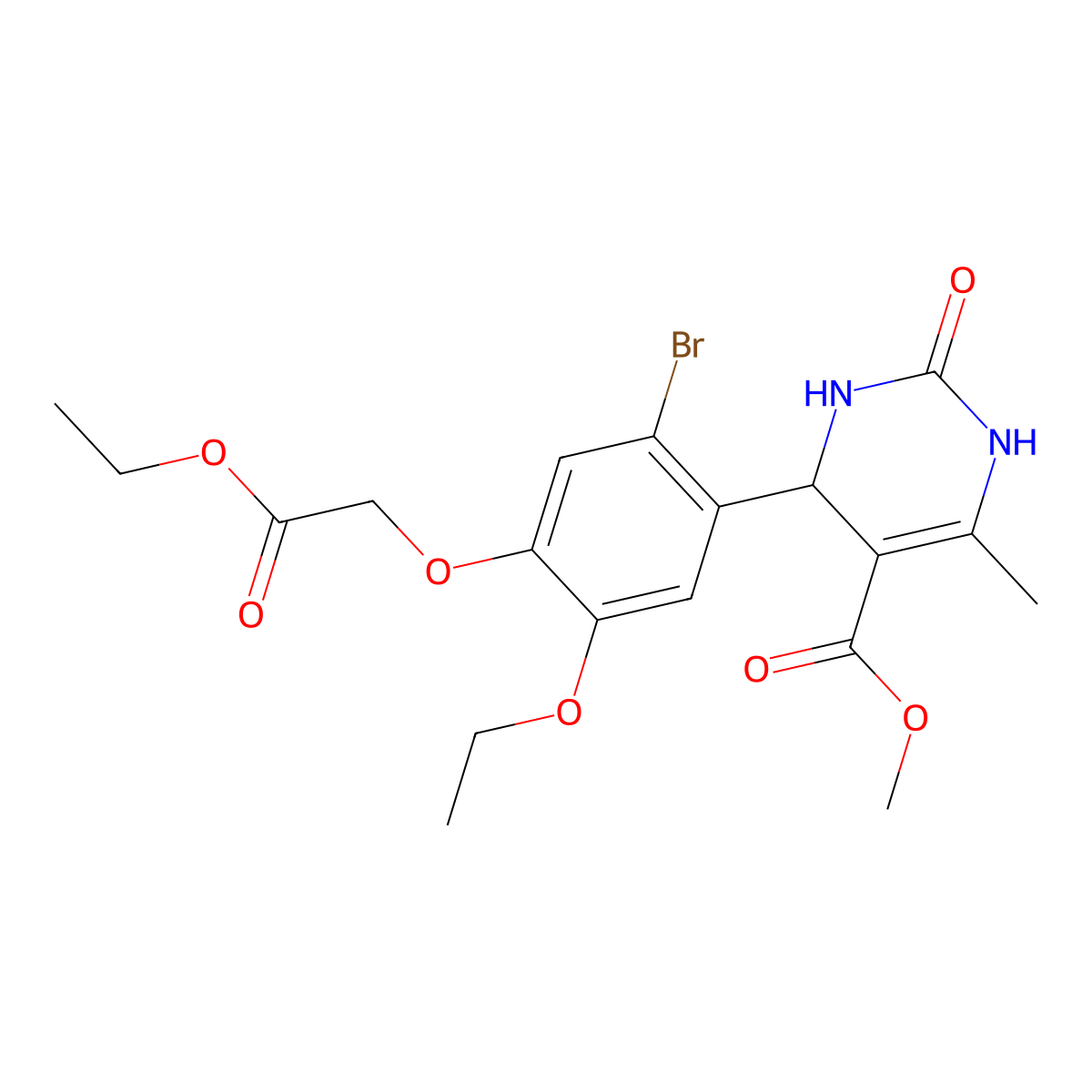 Methyl 4-[2-bromo-5-ethoxy-4-(2-ethoxy-2-oxoethoxy)phenyl]-6-methyl-2-oxo-1,2,3,4-tetrahydro-5-pyrimidinecarboxylate molecular structure, CAS 445017-38-9