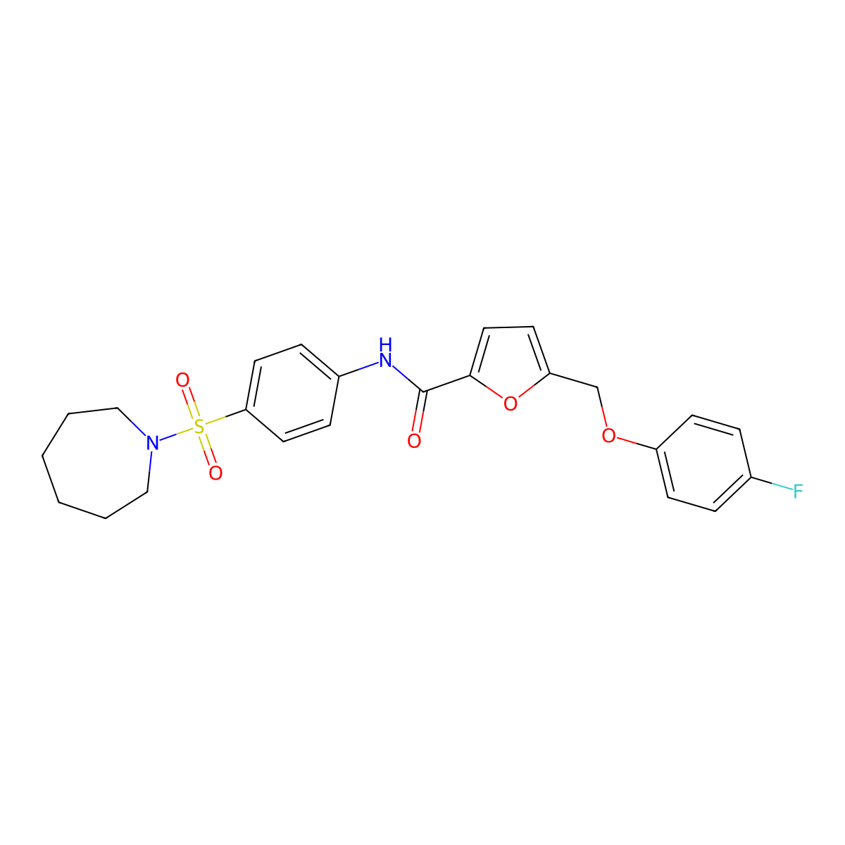 N-[4-(azepan-1-ylsulfonyl)phenyl]-5-[(4-fluorophenoxy)methyl]furan-2-carboxamide molecular structure, CAS 445017-51-6