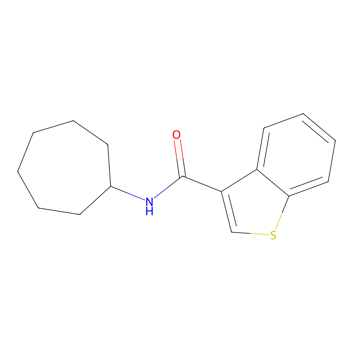 N-cycloheptyl-1-benzothiophene-3-carboxamide molecular structure, CAS 445017-56-1