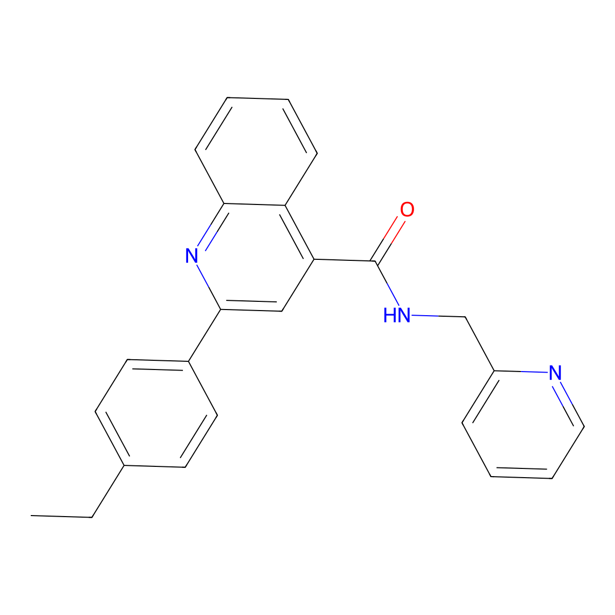 2-(4-ethylphenyl)-N-(pyridin-2-ylmethyl)quinoline-4-carboxamide molecular structure, CAS 445017-59-4