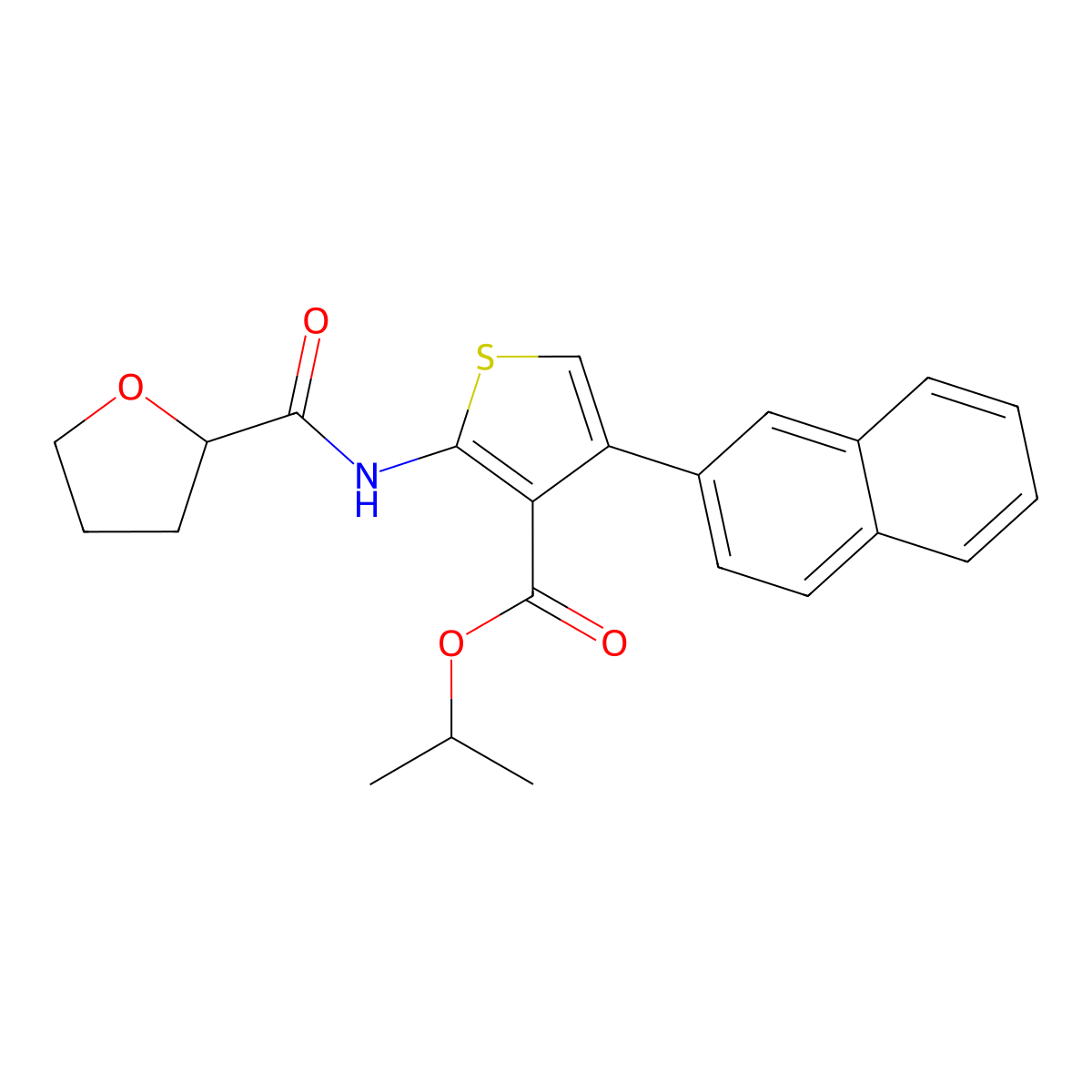 Isopropyl 4-(2-naphthyl)-2-[(tetrahydro-2-furanylcarbonyl)amino]-3-thiophenecarboxylate molecular structure, CAS 445017-60-7