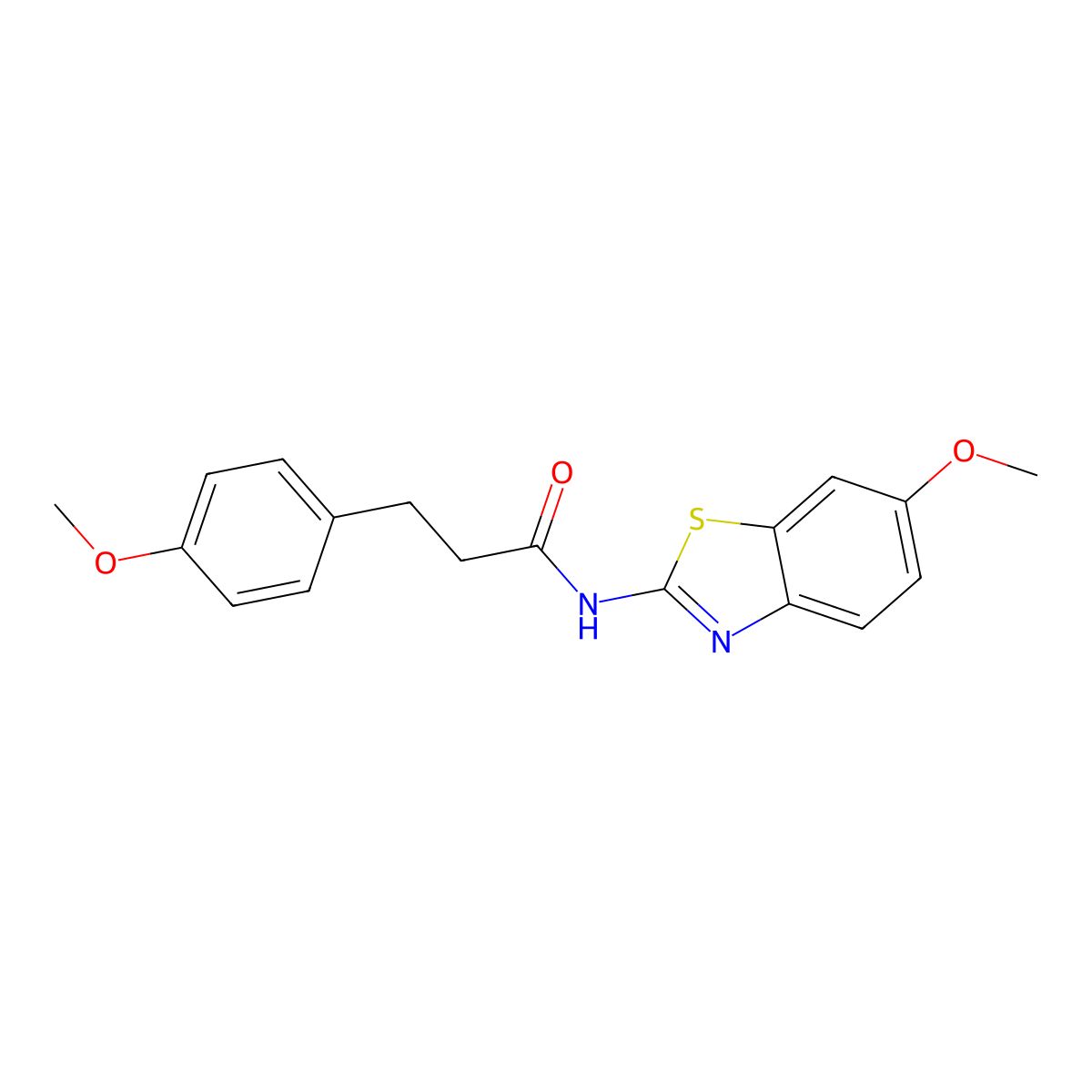 N-(6-methoxy-1,3-benzothiazol-2-yl)-3-(4-methoxyphenyl)propanamide molecular structure, CAS 445017-67-4