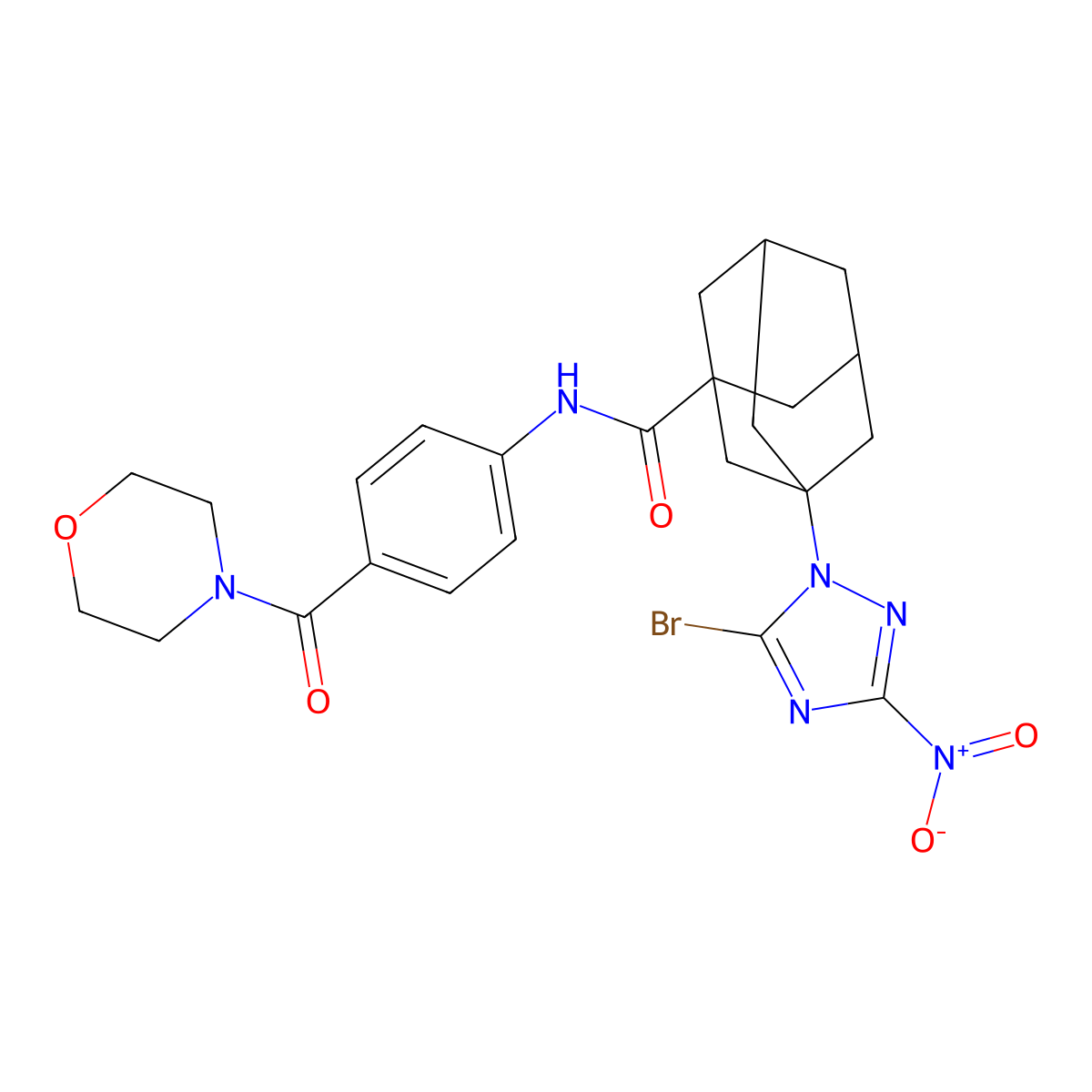3-(5-bromo-3-nitro-1,2,4-triazol-1-yl)-N-[4-(morpholine-4-carbonyl)phenyl]adamantane-1-carboxamide molecular structure, CAS 445017-73-2