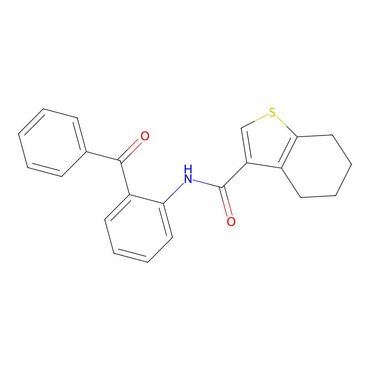 N-(2-benzoylphenyl)-4,5,6,7-tetrahydro-1-benzothiophene-3-carboxamide molecular structure, CAS 445017-82-3