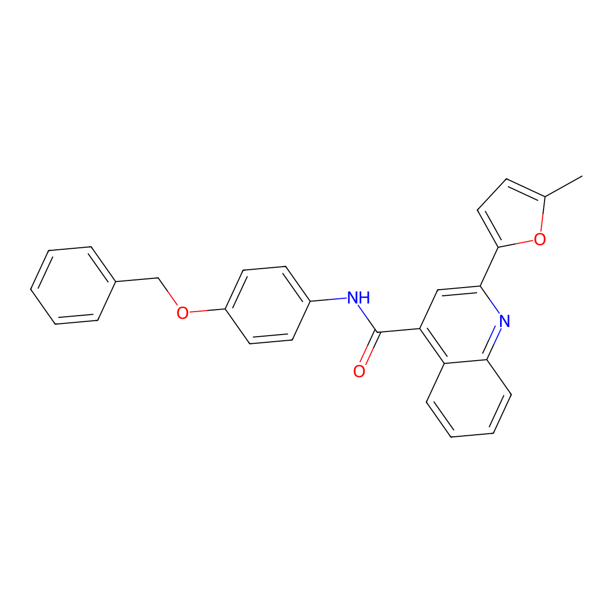 2-(5-methylfuran-2-yl)-N-(4-phenylmethoxyphenyl)quinoline-4-carboxamide molecular structure, CAS 445018-01-9